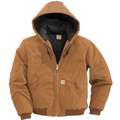 Carhartt Hooded Jacket, 100% Ring Spun Cotton Duck, Brown, Zipper Closure Type, 3XL, Men's