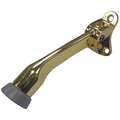 Lever Door Holder: Polished Brass, Cast Zinc, 4 in Projection, 1 7/8 in Ht