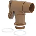 Action Pump Drum Tap: Ergonomic, 2 in Male NPT, 2 in Outlet Connection Size, Rigid, Brown