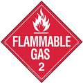 10-3/4" x 10-3/4" Class 2 Self-Adhesive Vinyl Flammable Gas Placard, Red/White