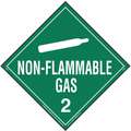 Labelmaster DOT Container Placard: Non-Flammable Gas, 10 3/4 in Label Wd, 10 3/4 in Label Ht, Removable Vinyl