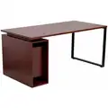 Flash Furniture Office Desk: 63 in Overall Wd, 28 57/64 in, 31 1/2 in Overall Dp, Mahogany Top