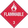 Labelmaster DOT Container Placard: Flammable Liquid, 10 3/4 in Label Wd, 10 3/4 in Label Ht, Removable Vinyl