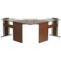 Flash Furniture Office Desk: 95 in Overall Wd, 34 in, 61 3/4 in Overall Dp, Teakwood Top