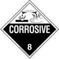 Labelmaster DOT Container Placard: Corrosive, 10 3/4 in Label Wd, 10 3/4 in Label Ht, Vinyl