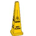 Safety Cone, Sign Header Caution, Wet Floor, Plastic, 35", Glow In The Dark No