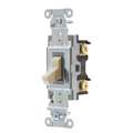 Hubbell Wiring Device-Kellems Wall Switch: 1-Pole, 15 Amps AC, Ivory, 120 to 277, Back and Side