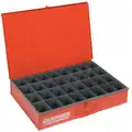 Steel Compartment Drawer, Compartments per Drawer: 32, Removable Dividers: No, Red