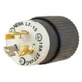 Bryant 15A Industrial Grade Non-Shrouded Locking Plug, Black/White; NEMA Configuration: L7-15P