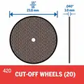 Dremel Cut-off Wheel: 15/16 in Wheel Dia, 1/16 in Wheel Thick, Emery, Screw on, Unmounted, 20 PK
