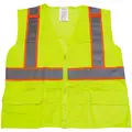 Ironwear Safety Vest, Lime with Reflective Orange/Silver Stripe, ANSI Class 2, Zipper Front Closure Closure, 2X-Large