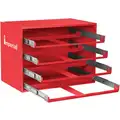 Red Steel Sliding Drawer Racks, 4 Drawers, 15" x 20-1/4" x 12-1/2"