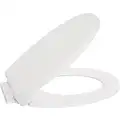 Toilet Seat: White, Plastic, Slow Close Hinge, 2 1/8 in Seat Ht, 17 in Bolt to Seat Front, Closed