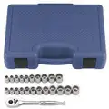 Westward 3/8"Drive SAE/Metric Chrome Socket Wrench Set, Number of Pieces: 23