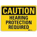 Recycled Aluminum Hearing Protection Sign with Caution Header, 7" H x 10" W