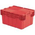 Orbis Attached Lid Container: 29.92 gal, 23 7/8 in x 19 5/8 in x 15 1/4 in, Red Body, Red Lid, HDPE