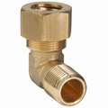 Male Elbow, 90 Degrees, 1/4" Tube Size, 1/8" Pipe Size - Pipe Fitting, Metal, PK 10