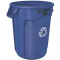 20 gal. Round Recycling Can, Plastic, Blue