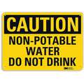 Recycled Aluminum Non-Potable Water Sign with Caution Header; 7" H x 10" W