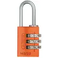 Abus Luggage Padlocks, Resettable, Side Dial Location, Horizontal Shackle Clearance 23/64 in