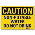 Vinyl Non-Potable Water Sign with Caution Header; 7" H x 10" W