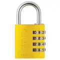 Abus Luggage Padlocks, Resettable, Side Dial Location, Horizontal Shackle Clearance 35/64 in