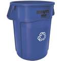 Rubbermaid Recycling Can: Round, Open Top, Blue, 44 gal Capacity, 24 in Wd/Dia