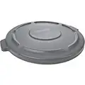 BRUTE Series Trash Can Top, Round, Flat, 32 gal., Gray