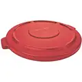 BRUTE Series Trash Can Top, Round, Flat, 32 gal., Red