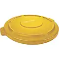 Rubbermaid BRUTE Series Trash Can Top, Round, Flat, 32 gal., Yellow