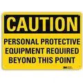 Recycled Aluminum General PPE Protection Sign with Caution Header, 7" H x 10" W