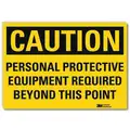Vinyl General PPE Protection Sign with Caution Header, 10" H x 14" W