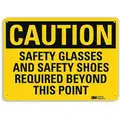 Lyle Recycled Aluminum General PPE Protection Sign with Caution Header, 7" H x 10" W