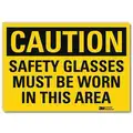 Vinyl Eye Protection Sign with Caution Header, 5" H x 7" W