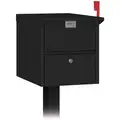 Salsbury Industries Roadside Mailbox: Aluminum, 1 Doors, Black, Front, Pedestal, Powder Coated