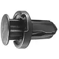 Push Retainer, 10 mm Dia., 15 mm L, 18 mm Flange Dia., Black, 10 PK