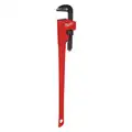 Milwaukee Straight Pipe Wrench, Cast Iron, Black Oxide, Jaw Capacity 6", Serrated, Overall Length 48"
