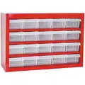 Red Steel 20-Drawer Cabinet, 16-3/4" x 6-3/8" x 12"