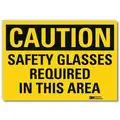 Vinyl Eye Protection Sign with Caution Header, 10" H x 14" W
