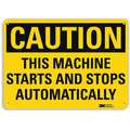Recycled Aluminum Equipment Automatic Start Sign with Caution Header, 10" H x 14" W