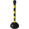 Striped Barrier Post, Height 41-1/4", Black and Yellow, Post Material Polyethylene