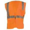 Safety Vest, Orange with Silver reflective Stripe, ANSI Class 2, Zipper Closure, XL