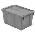 Orbis Attached Lid Container: 14.21 gal, 23 1/2 in x 15 3/4 in x 13 in, Gray Body, Gray Lid, HDPE