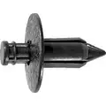 Push Retainer, 7 mm Dia., 11 mm L, 18 mm Head Dia., Black, 15 PK