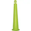Channelizer Cone: Lime, HDPE, 8 in Delineator Dia., No Tape Ht of Tape Stripe