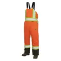 Work King High Visibility Insulated Bib Overalls, 100% Polyurethane-Coated Polyester, Fluorescent Orange