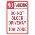 Lyle No Parking Sign: 18 in x 12 in Nominal Sign Size, Aluminum, 0.063 in, Engineer, Red, White, English