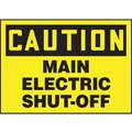 Label, Main Electric Shut-Off, Sign Header Caution, Vinyl, 3-1/2" x 5"
