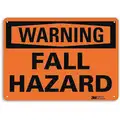 Recycled Aluminum Fall Hazard Sign with Warning Header, 10" H x 14" W