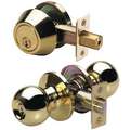 Master Lock Light Duty, Bright Brass, BAC Ball Knob Lockset with Single Cylinder Deadbolt; Function: Entrance, Office